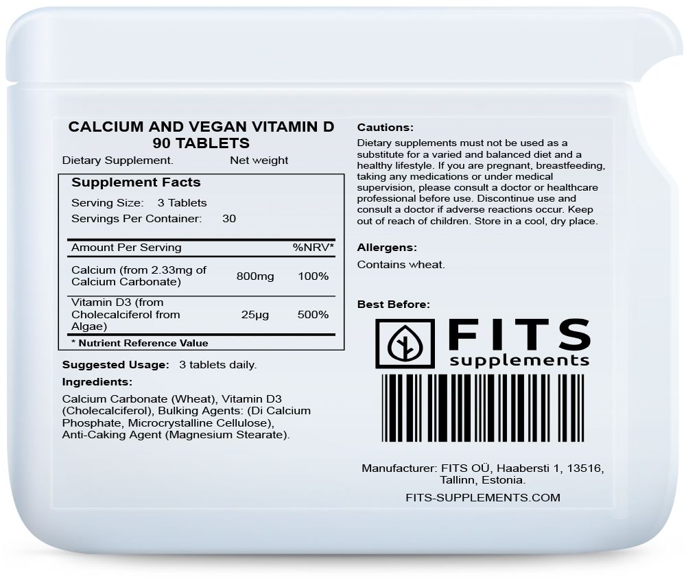 Vápník a veganský vitamín D 90 tablet