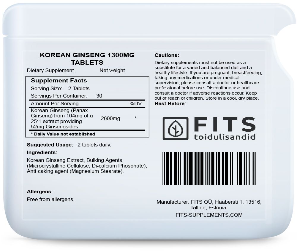 Korejský ženšen 1300mg 60 tablet