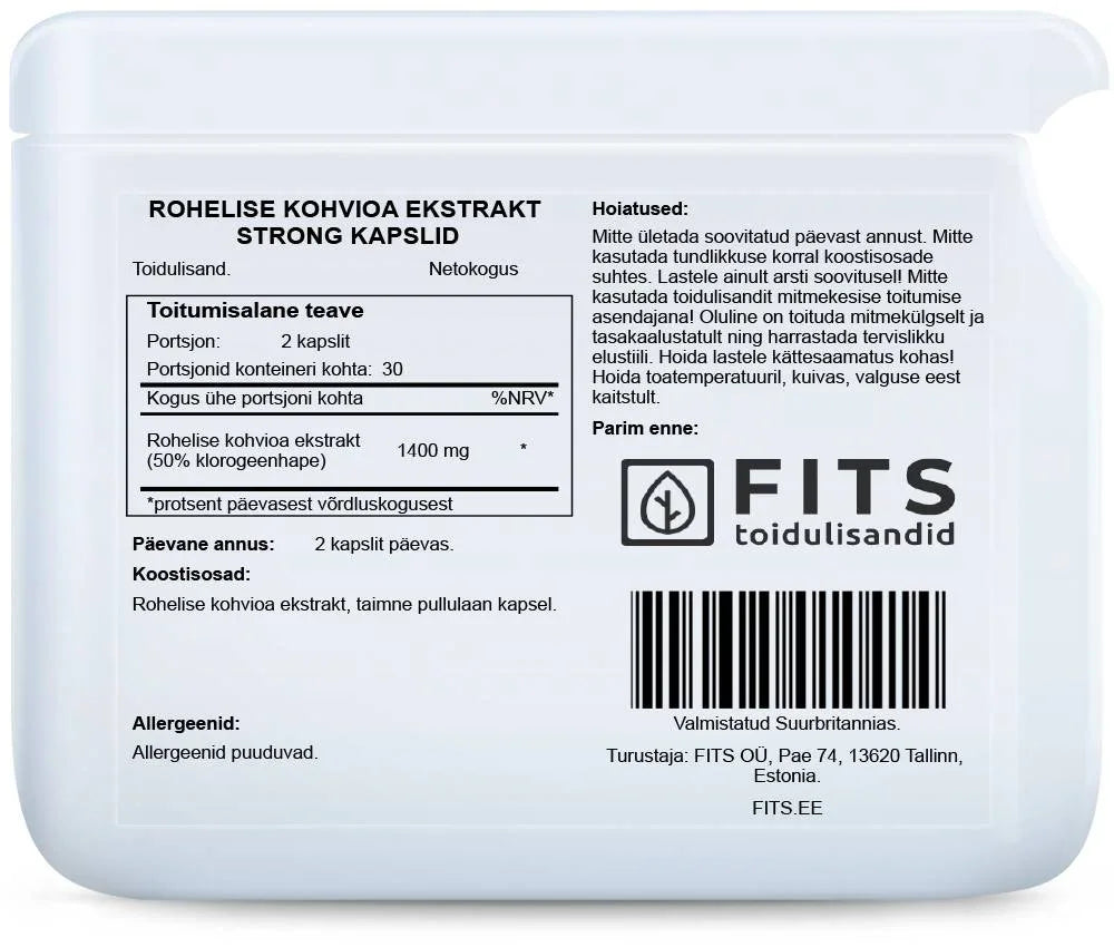 Green Coffee Bean Strong 60 capsules - FITS Dietary Supplements