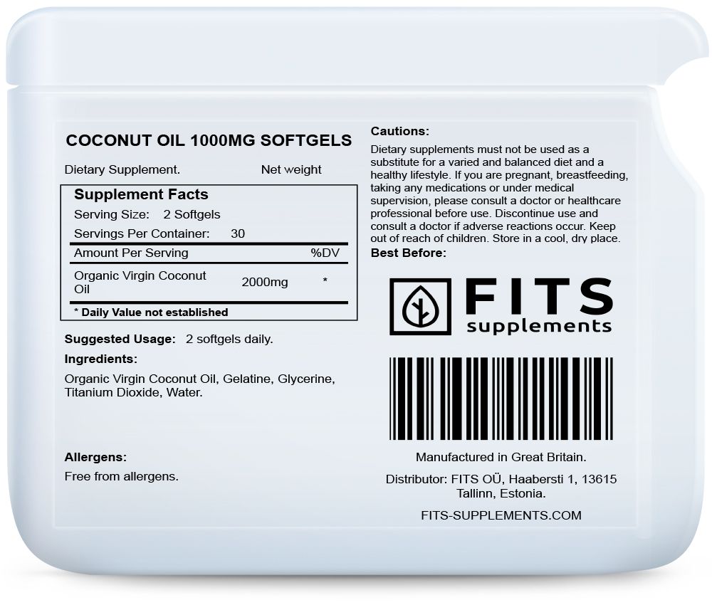 Kokosový olej 1000mg 60 měkkých kapslí