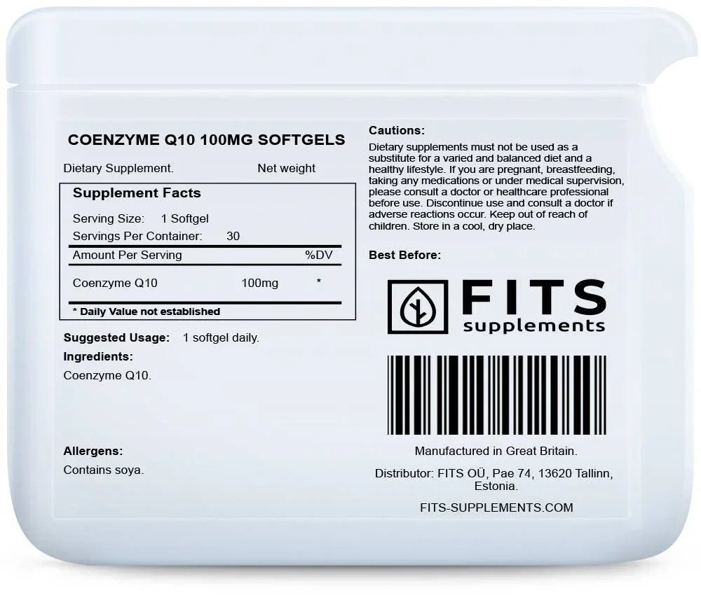 Coenzyme Q10 100mg 30 softgels - FITS Dietary Supplements