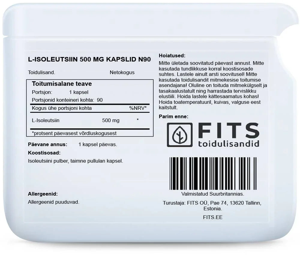 L-Isoleucine 500mg 90 capsules - FITS Dietary Supplements