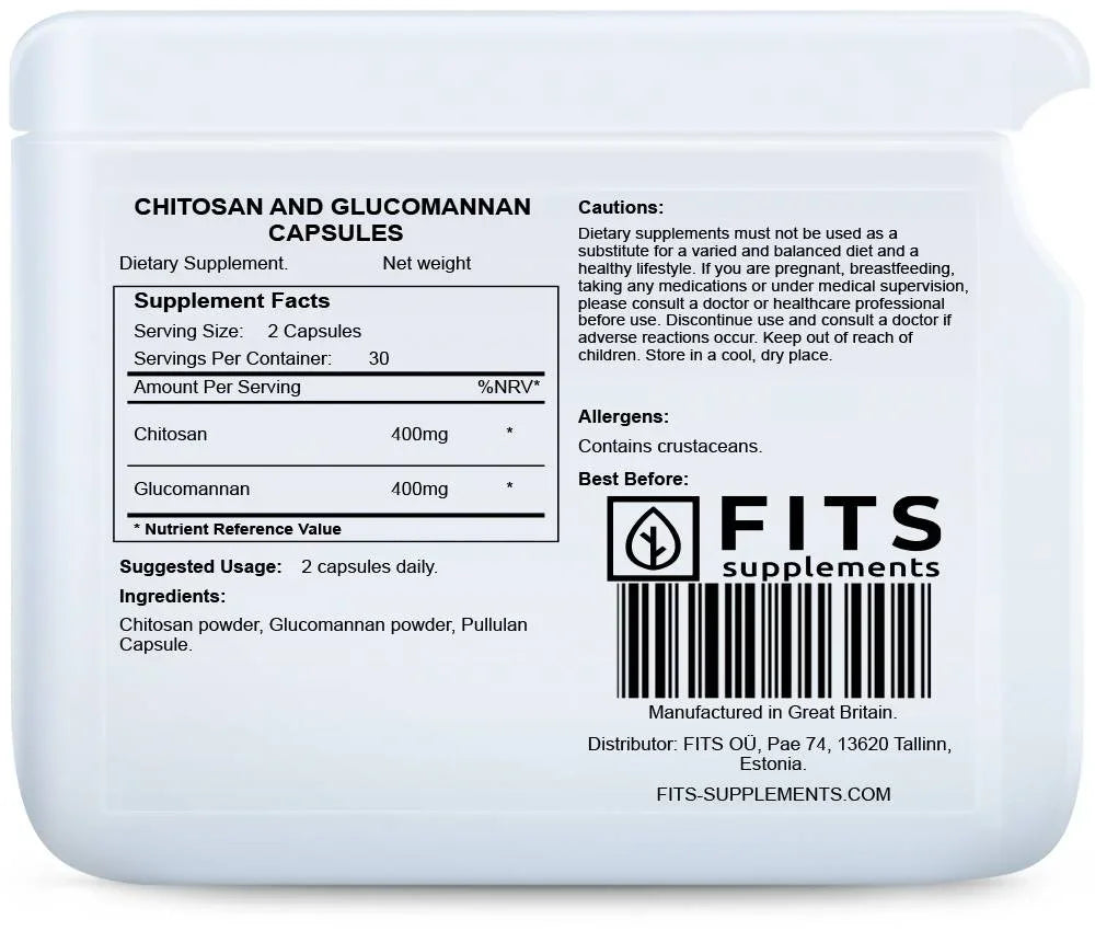 Chitosan and Glucomannan 60 capsules - FITS Dietary Supplements