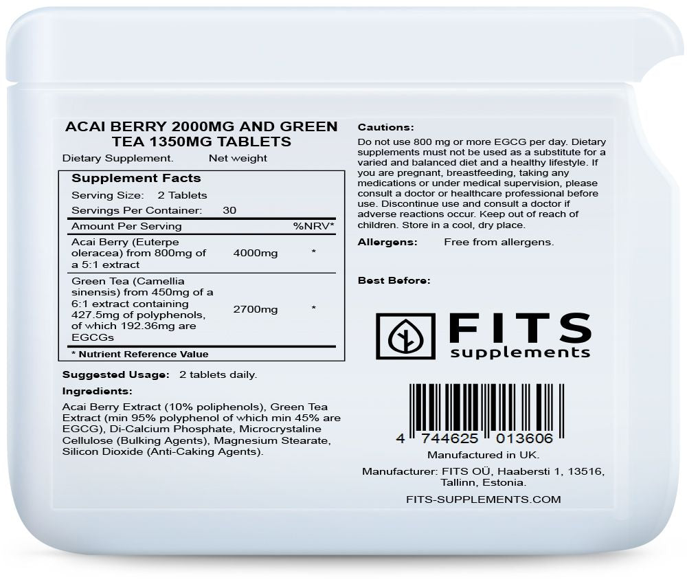 Acai Berry 2000mg a Zelený čaj 1350mg 60 tablet