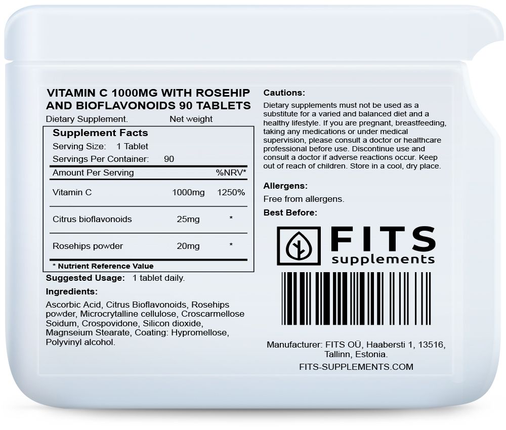 FITS Vitamin C 1000mg s šípkem a bioflavonoidy 90 tablet - 2
