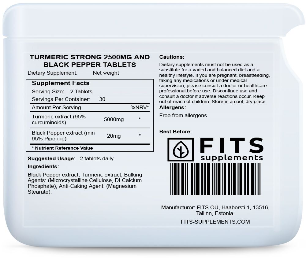 FITS Kurkuma 2500mg a černý pepř 10mg 60 tablet - 2