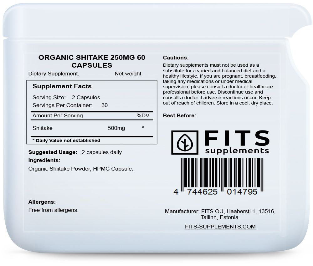 Organické Shiitake 250mg 60 kapslí