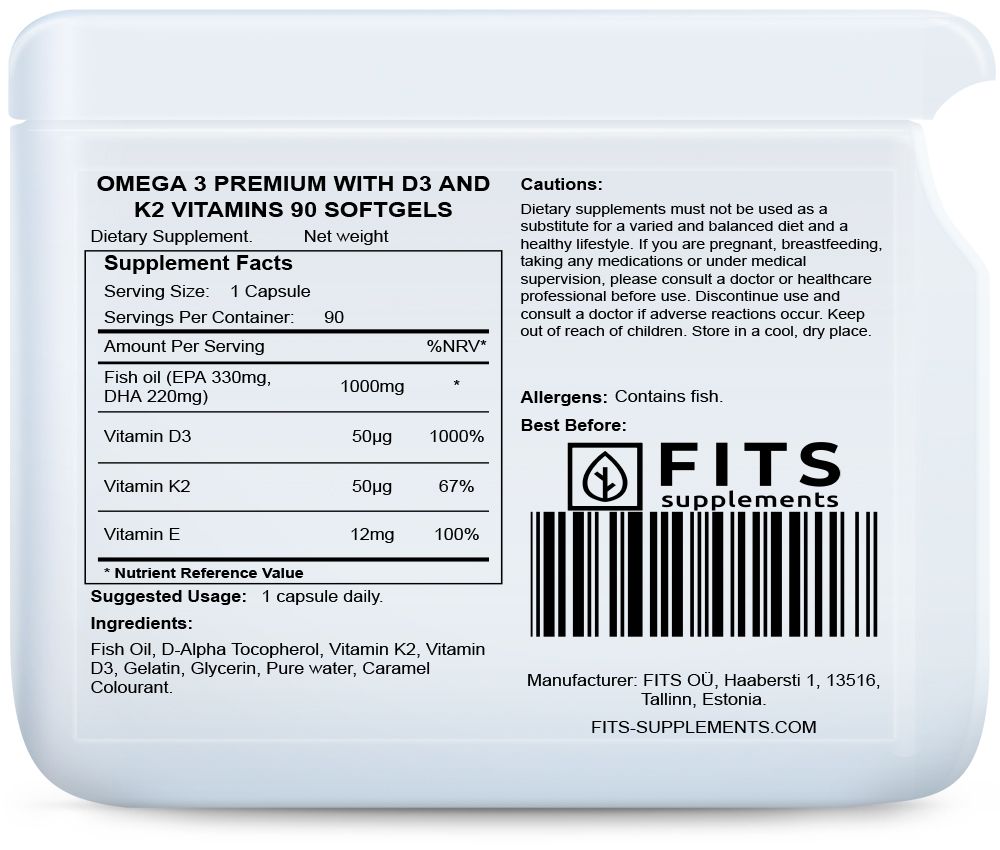 Omega 3 Premium s vitamíny D3 a K2 90 měkkých tobolek