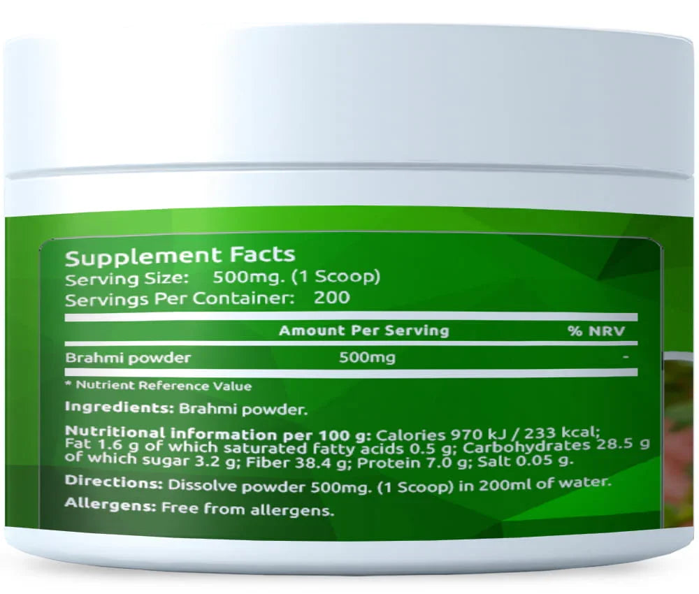 BIO Organic Brahmi (Bacopa Monnieri) powder 100g - FITS Dietary Supplements