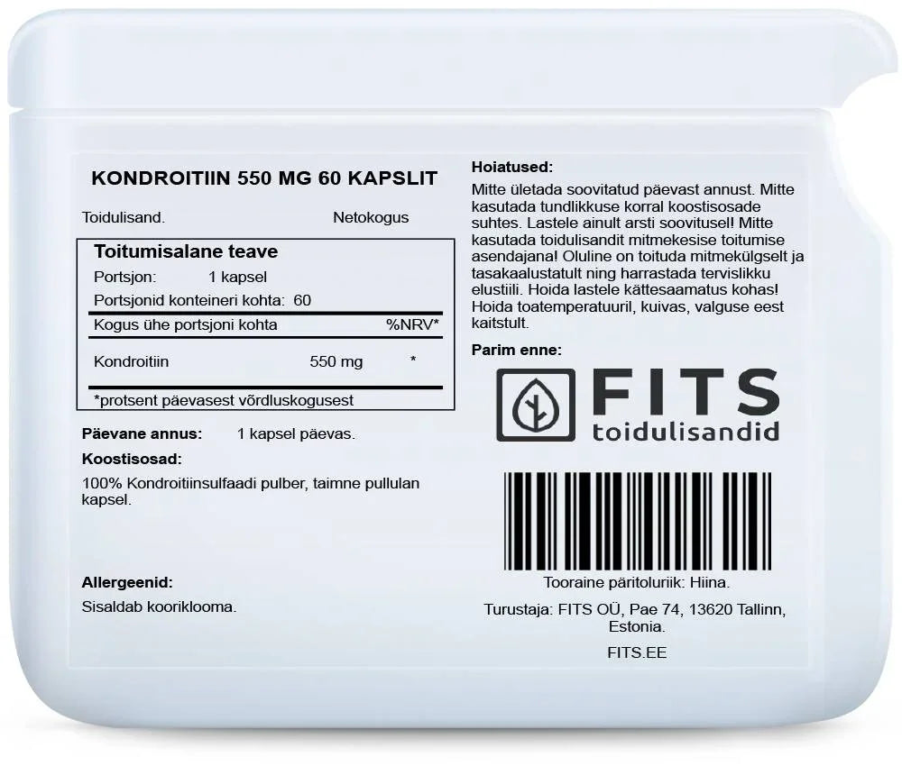 Chondroitin 550mg 60 capsules - FITS Dietary Supplements