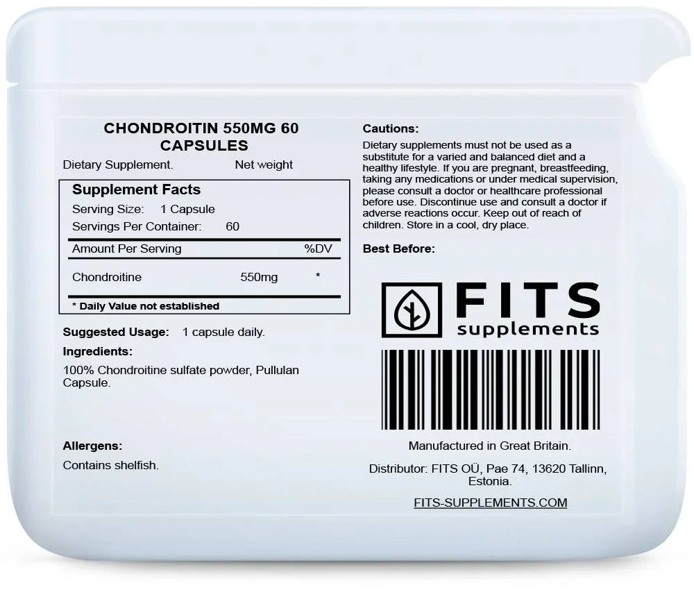 Chondroitin 550mg 60 capsules - FITS Dietary Supplements