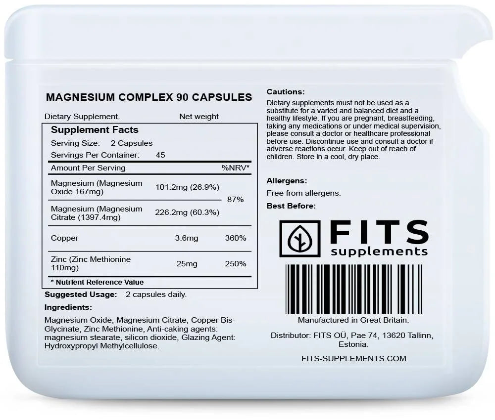 Magnesium Complex 90 capsules - FITS Dietary Supplements