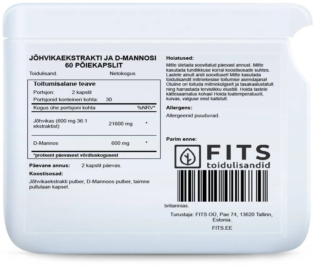 Cranberry extract & D-mannose 60 capsules - FITS Dietary Supplements