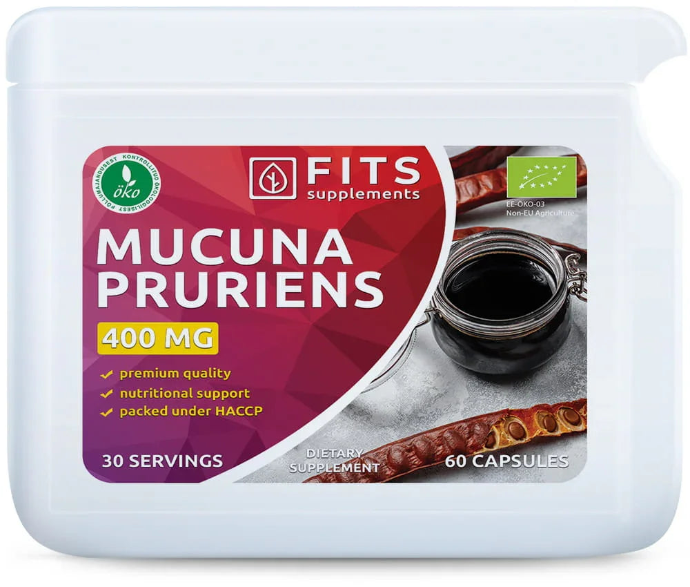 Organic Mucuna Pruriens 400mg 60 capsules - FITS Dietary Supplements