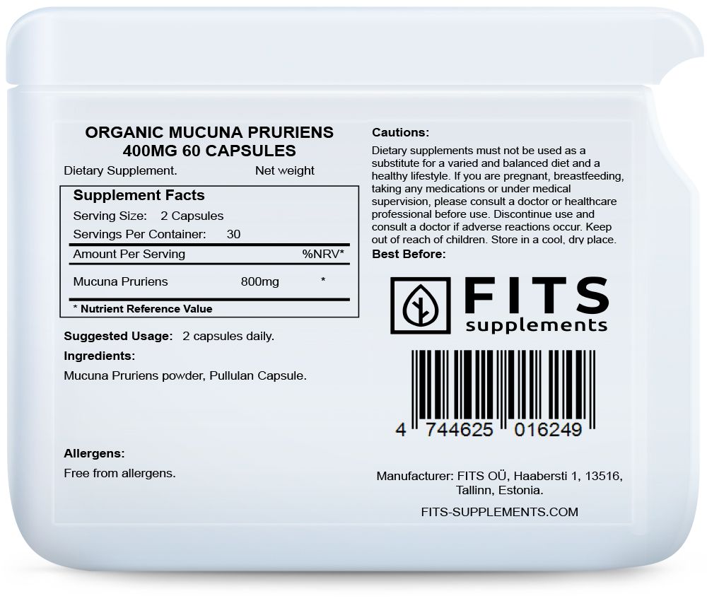 Organická Mucuna Pruriens 400mg 60 kapslí