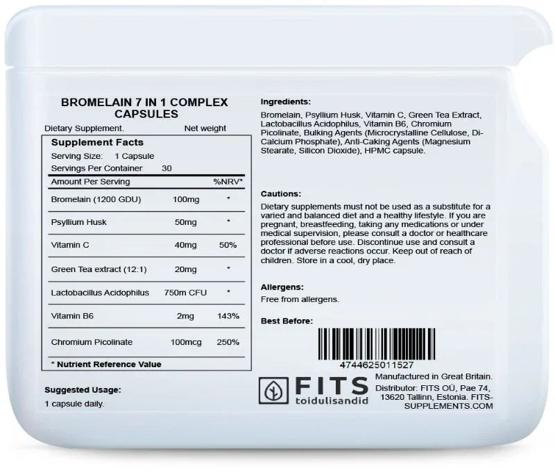 Bromelain 7 in 1 Complex 30 capsules - FITS Dietary Supplements