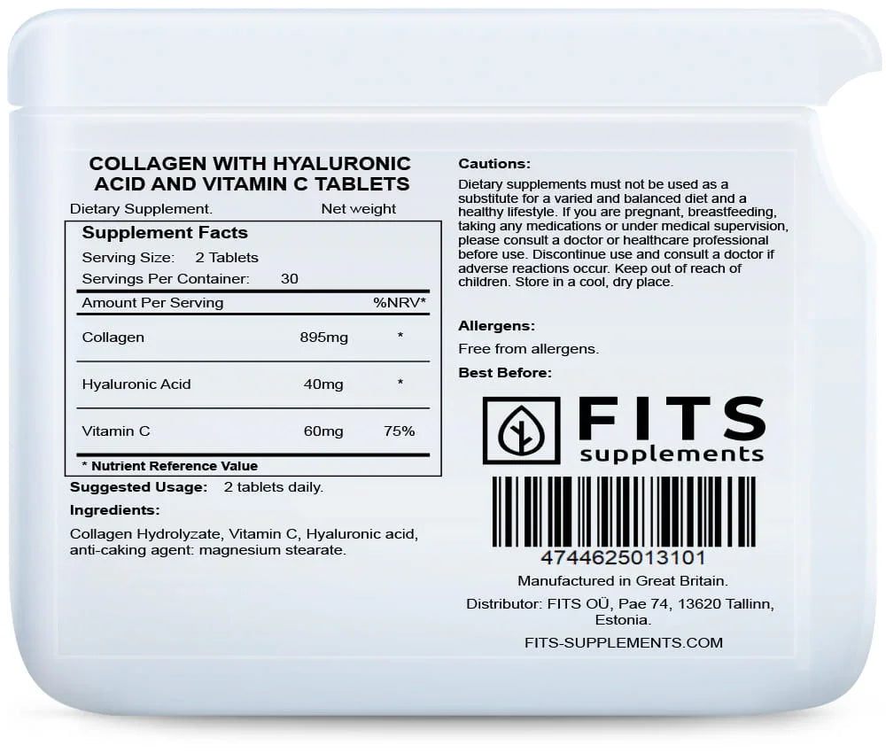Collagen with Hyaluronic Acid and Vitamin C 60 tablets - FITS Dietary Supplements