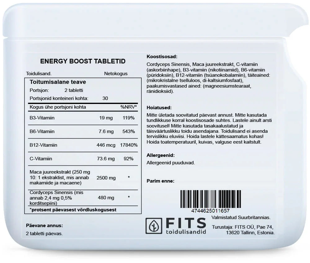 Energy Boost 60 tablets - FITS Dietary Supplements