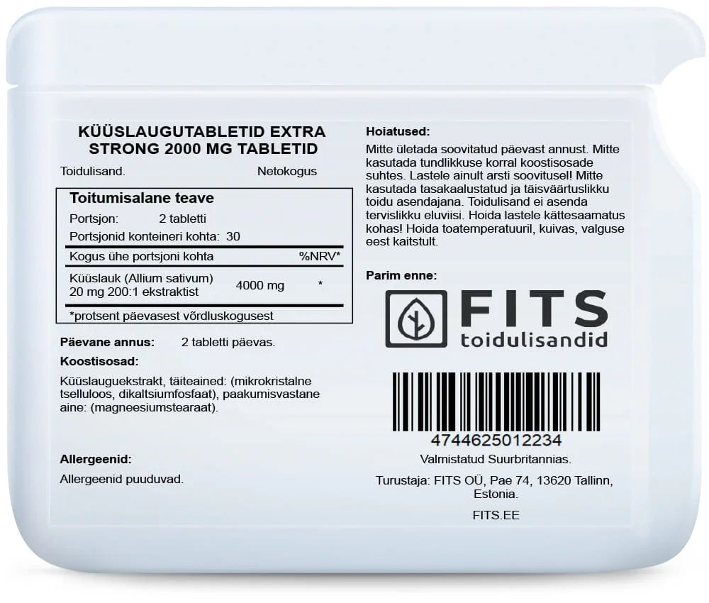 Garlic Extra Strong 2000mg 60 tablets - FITS Dietary Supplements