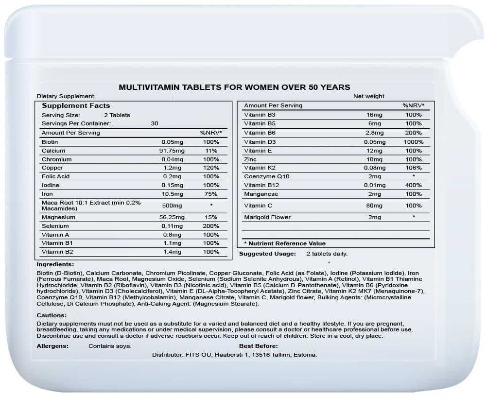Multivitamin for Women Over 50 Years 60 tablets - FITS Dietary Supplements