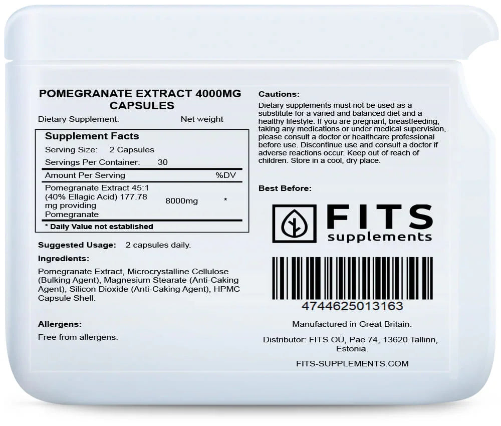 Pomegranate Extract 4000mg 60 capsules - FITS Dietary Supplements