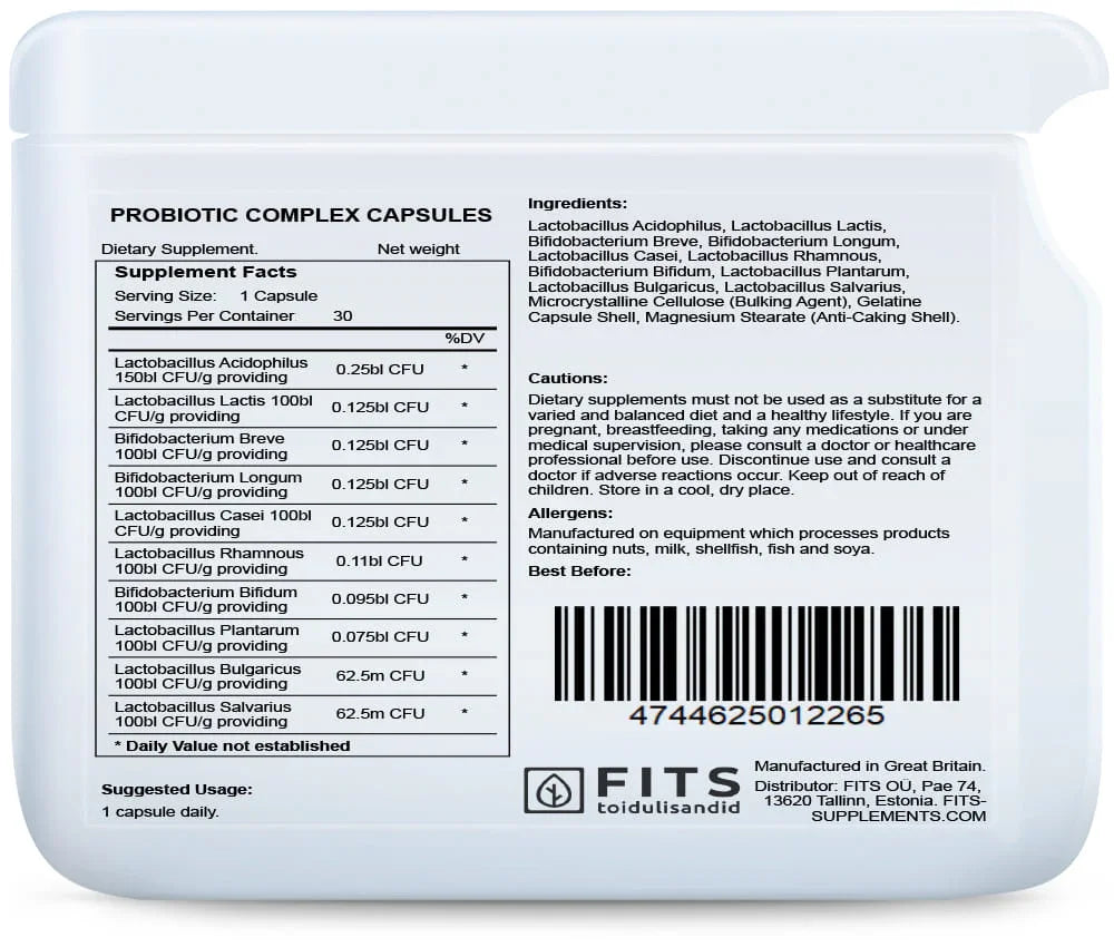 Probiotic Complex 30 capsules - FITS Dietary Supplements