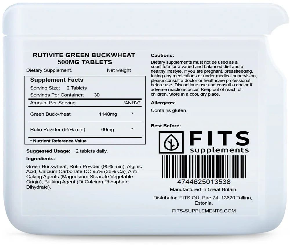 Rutivite Green Buckwheat 500mg 60 tablets - FITS Dietary Supplements